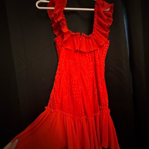 Elegant Red Ruffled Dress - Picture 3 of 5